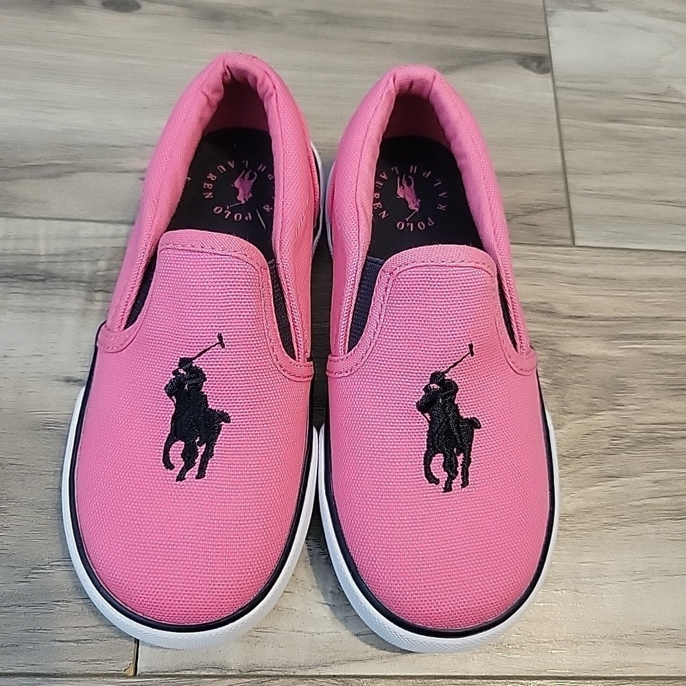 Polo Ralph‎ Lauren Toddler Keaton Slip-On Polo Player Pink Casual Shoes 10 NEW